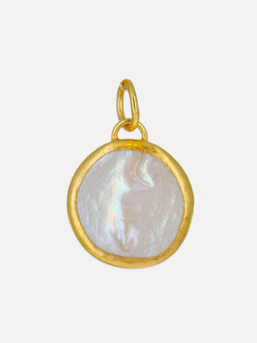 24K Gold Painted Pearl Hamsa Charm