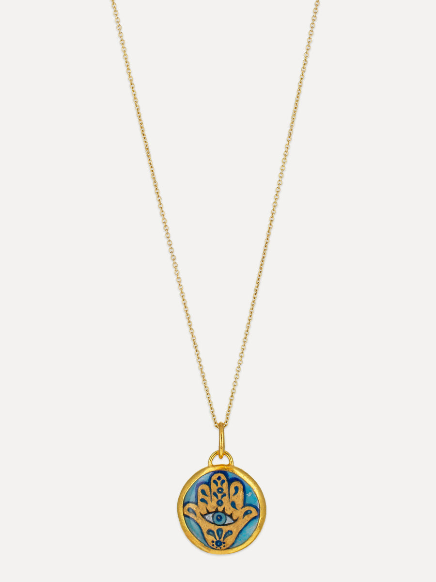 24K Gold Painted Pearl Hamsa Charm