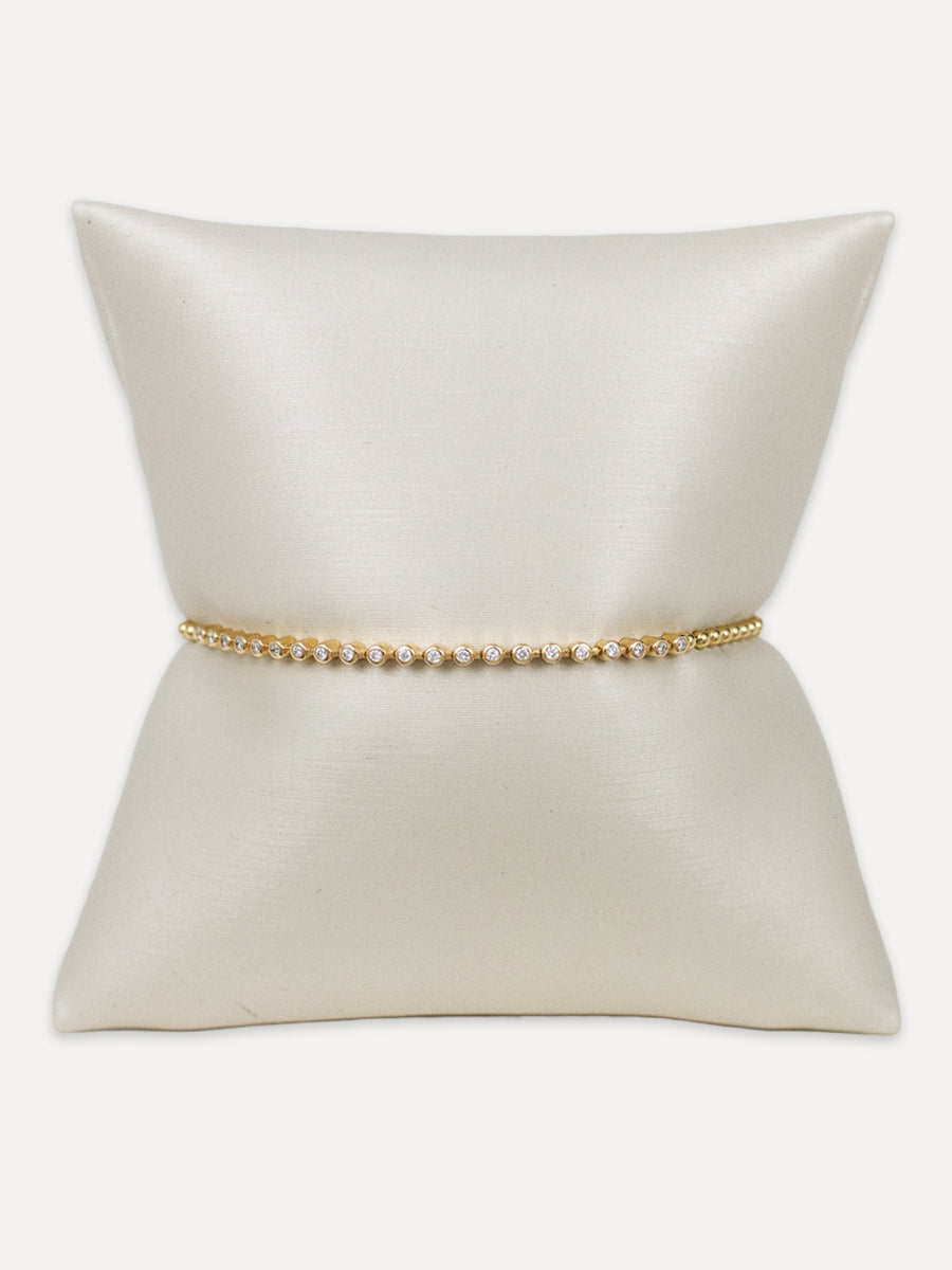 14K Diamond Bezel Ball Chain Bracelet