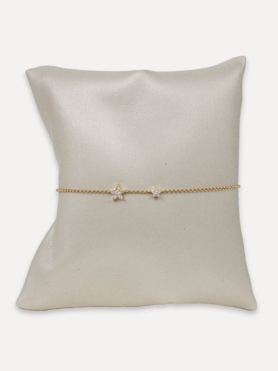 14K Diamond Double Star Bracelet