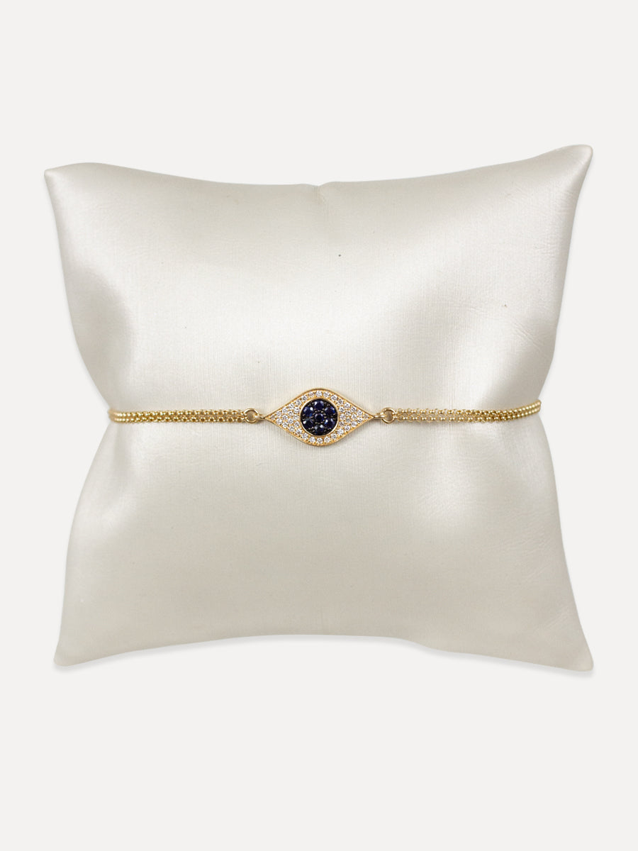 14K Blue Sapphire Iris Diamond Eye Bracelet
