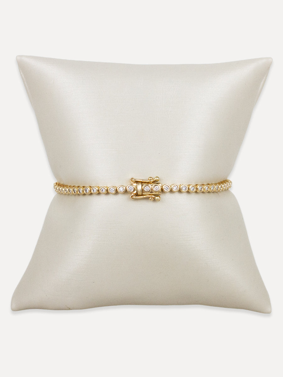 14K Diamond Round Bezel Tennis Bracelet
