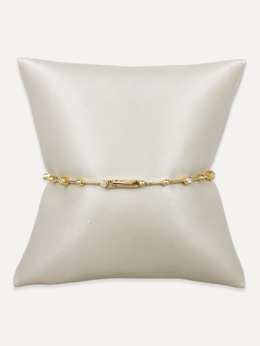 14K Diamond Bar Link Bracelet