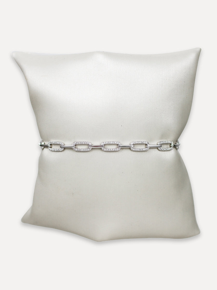 14K Diamond Elongated Chain Link Bracelet