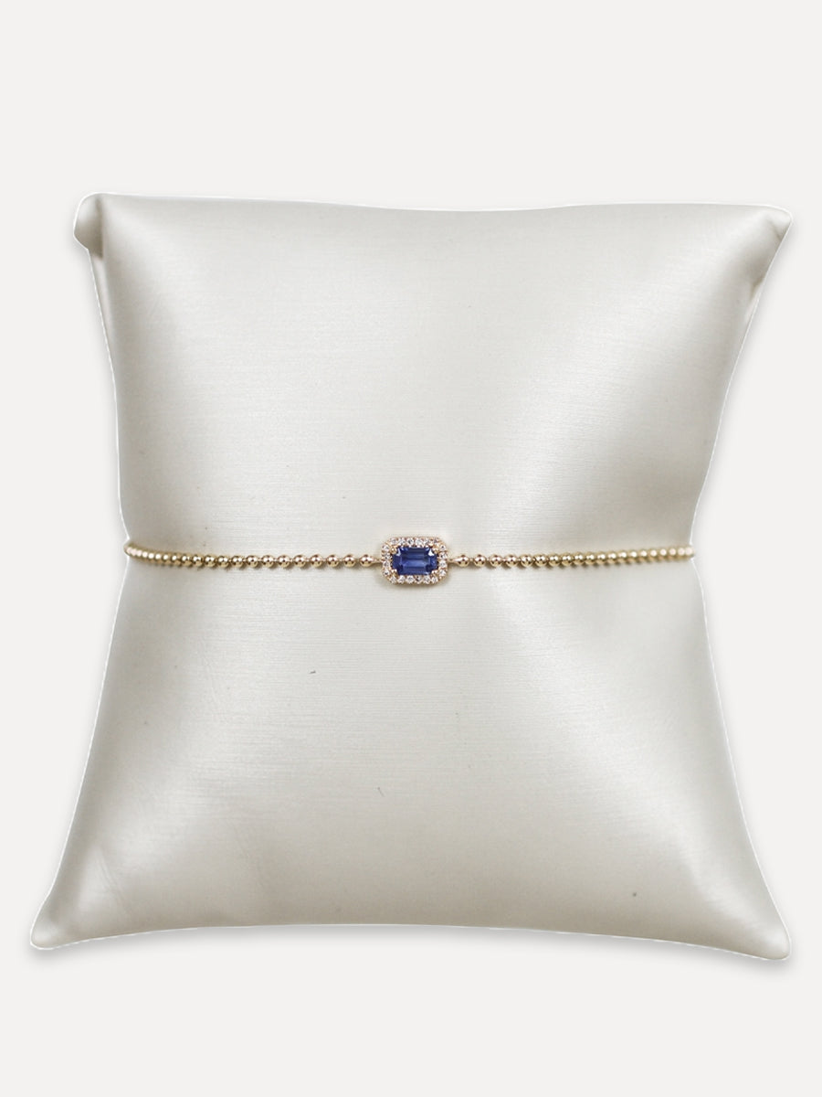 14K Diamond & Sapphire Ball Chain Bracelet