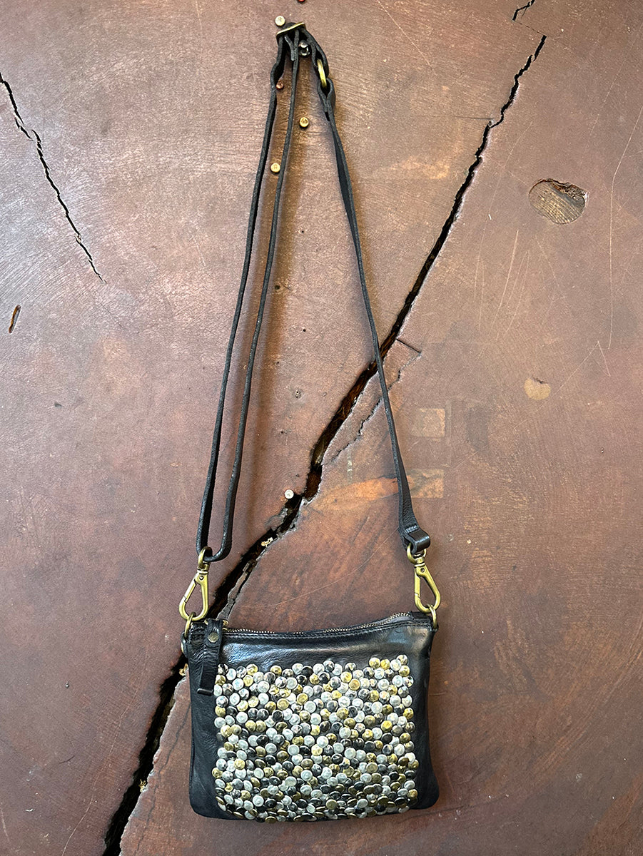 Liri Studded Cross Body in Black Leather