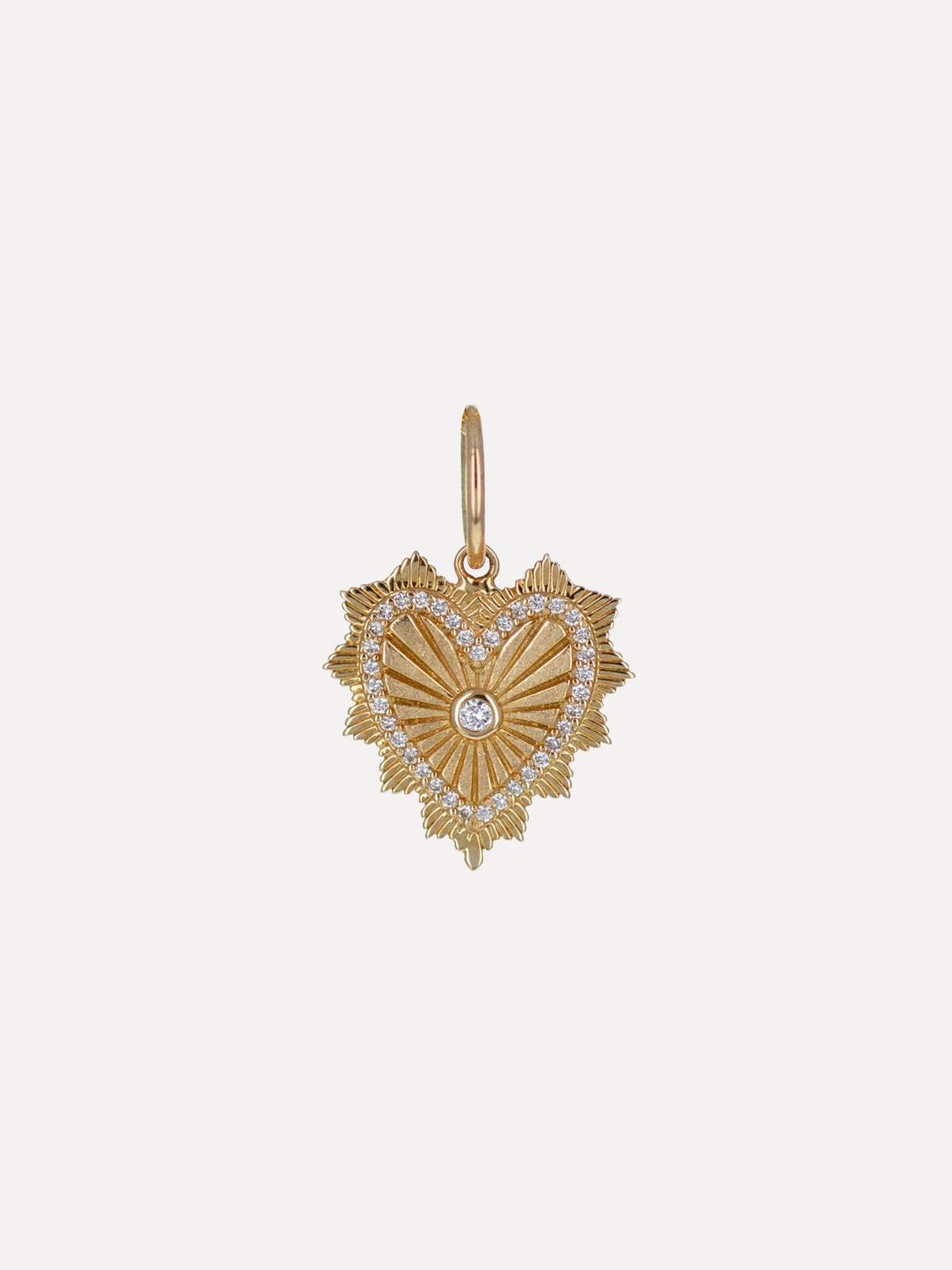 14K Diamond Deco Heart Charm
