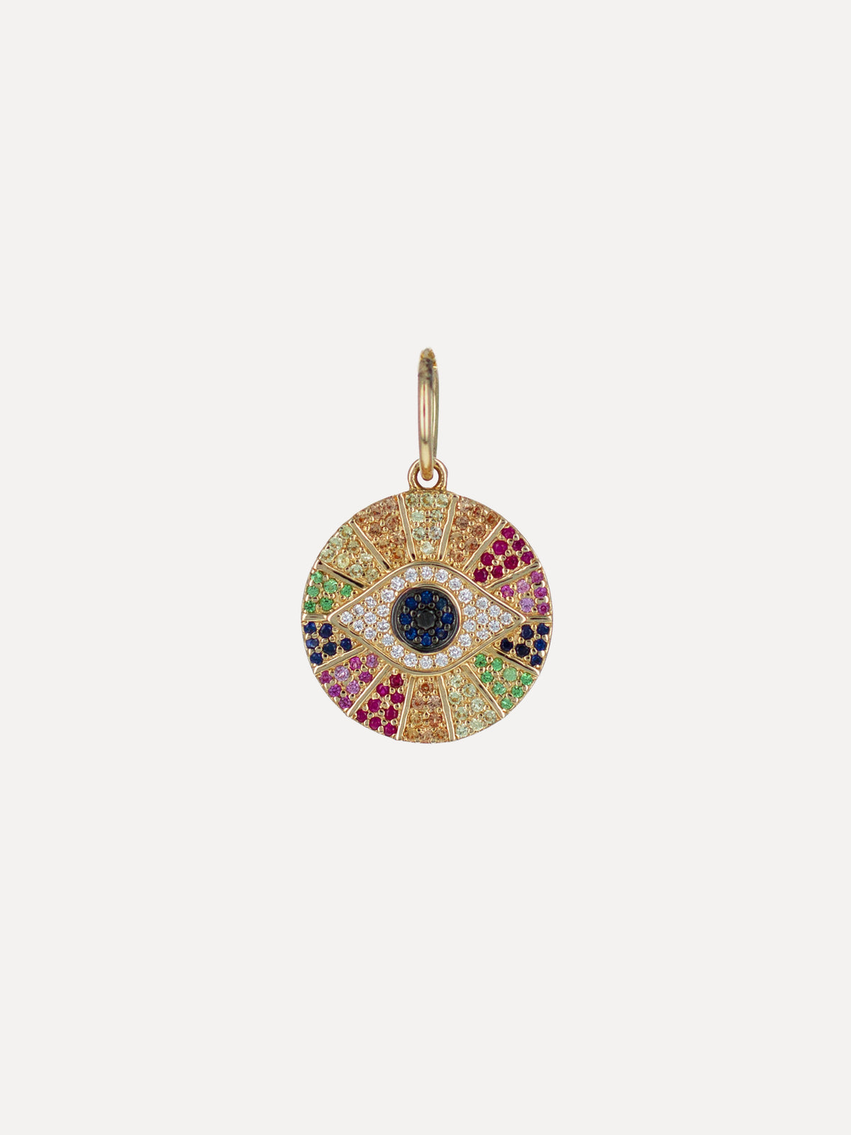 14K Rainbow Sapphire Evil Eye Charm