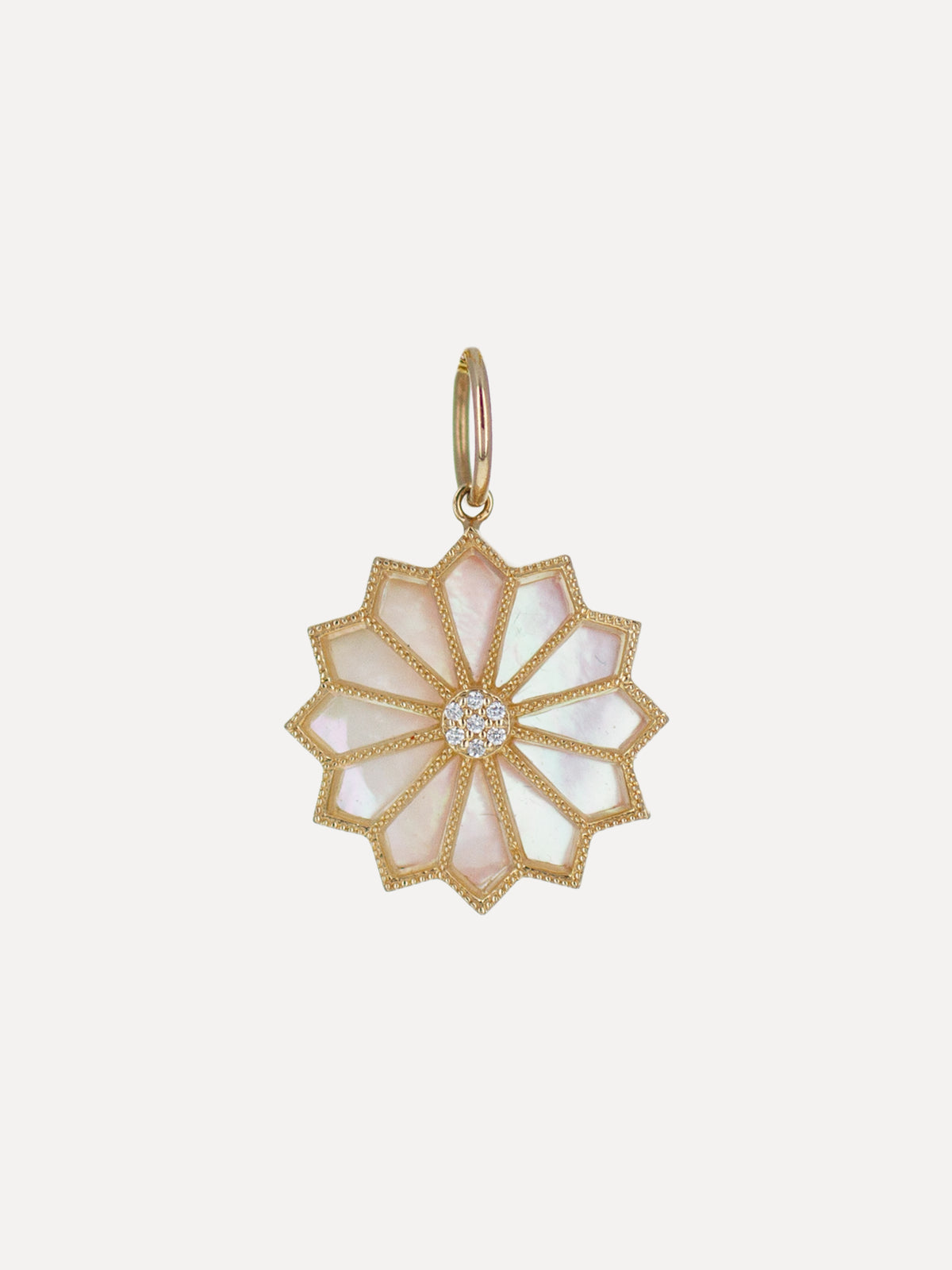 14K Mother Of Pearl Floral Rosette Charm