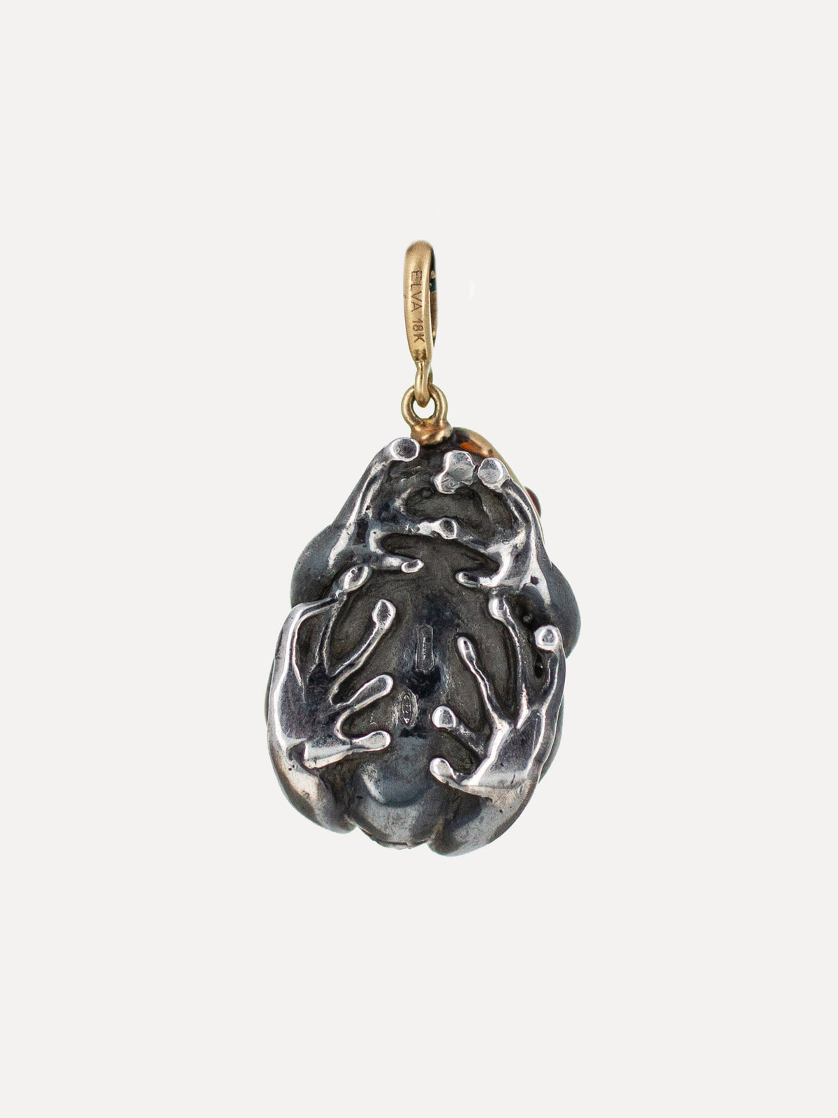 18k Gold Rana Frog Tsavorite Garnet & Ruby Pendant