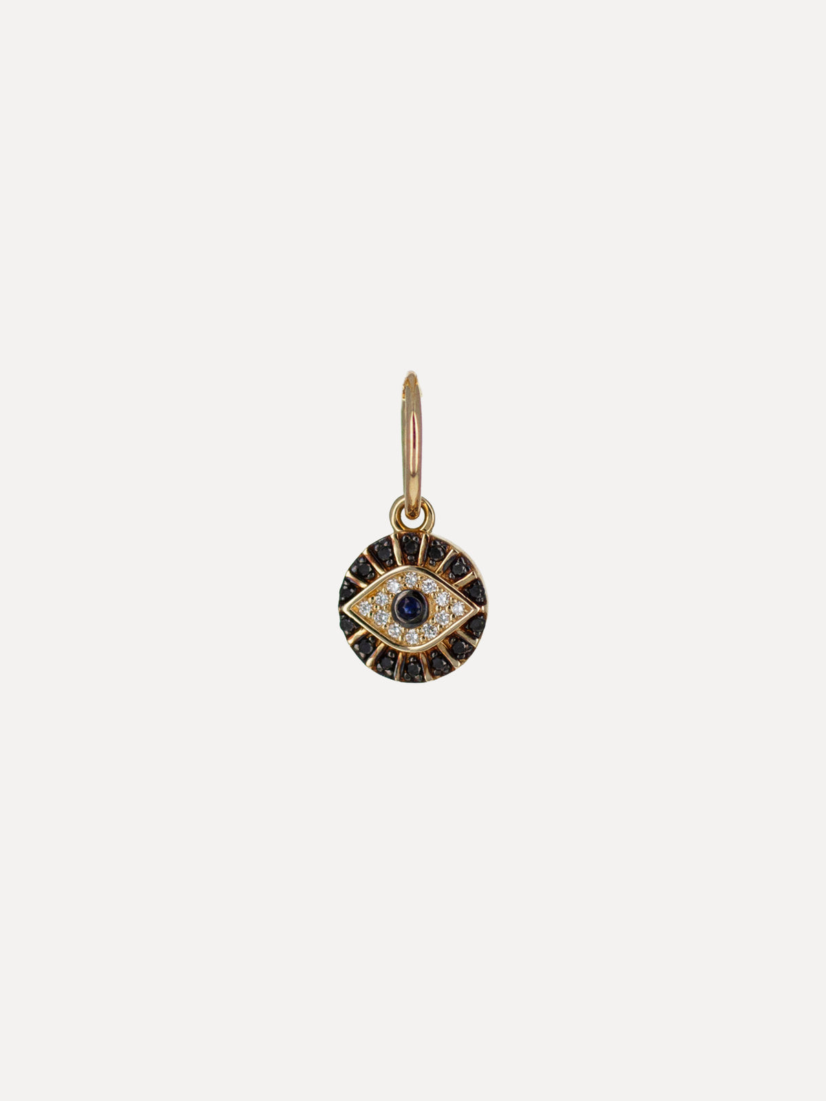 14K Mini Black Diamond Evil Eye Charm