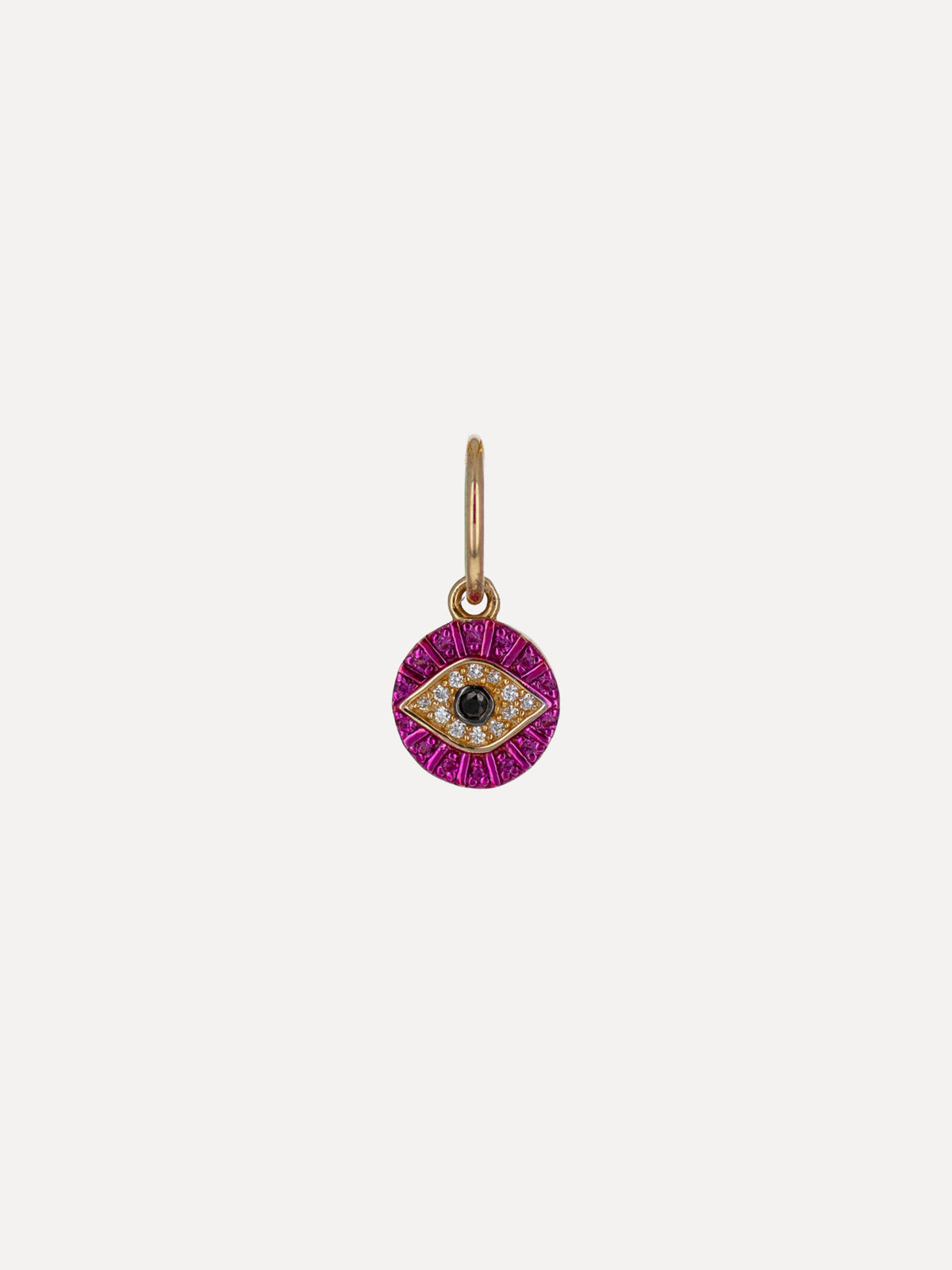 14K Mini Pink Sapphire Evil Eye Charm