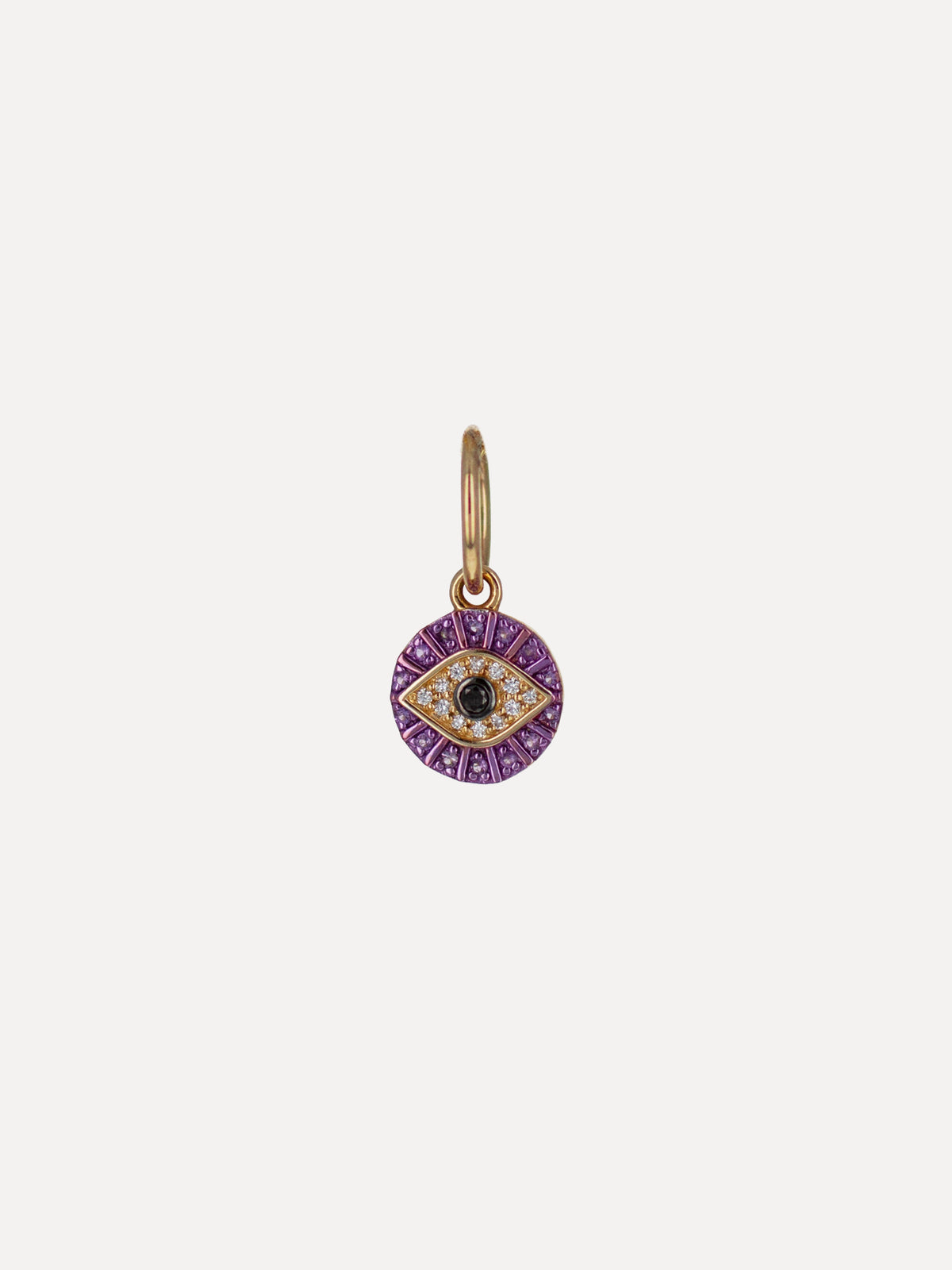 14K Mini Amethyst Diamond Evil Eye Charm