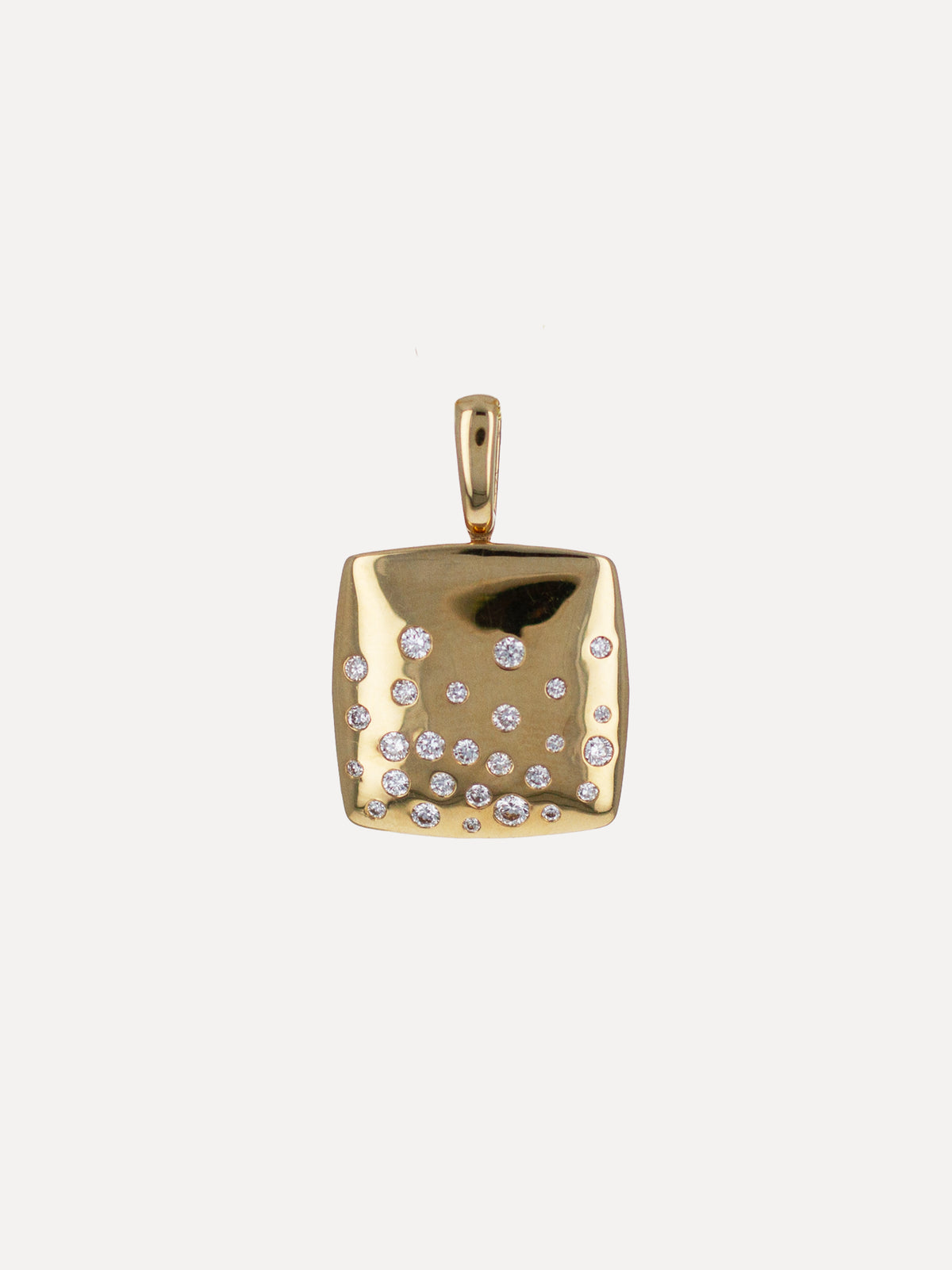 18K Scattered Diamond Cushion Charm