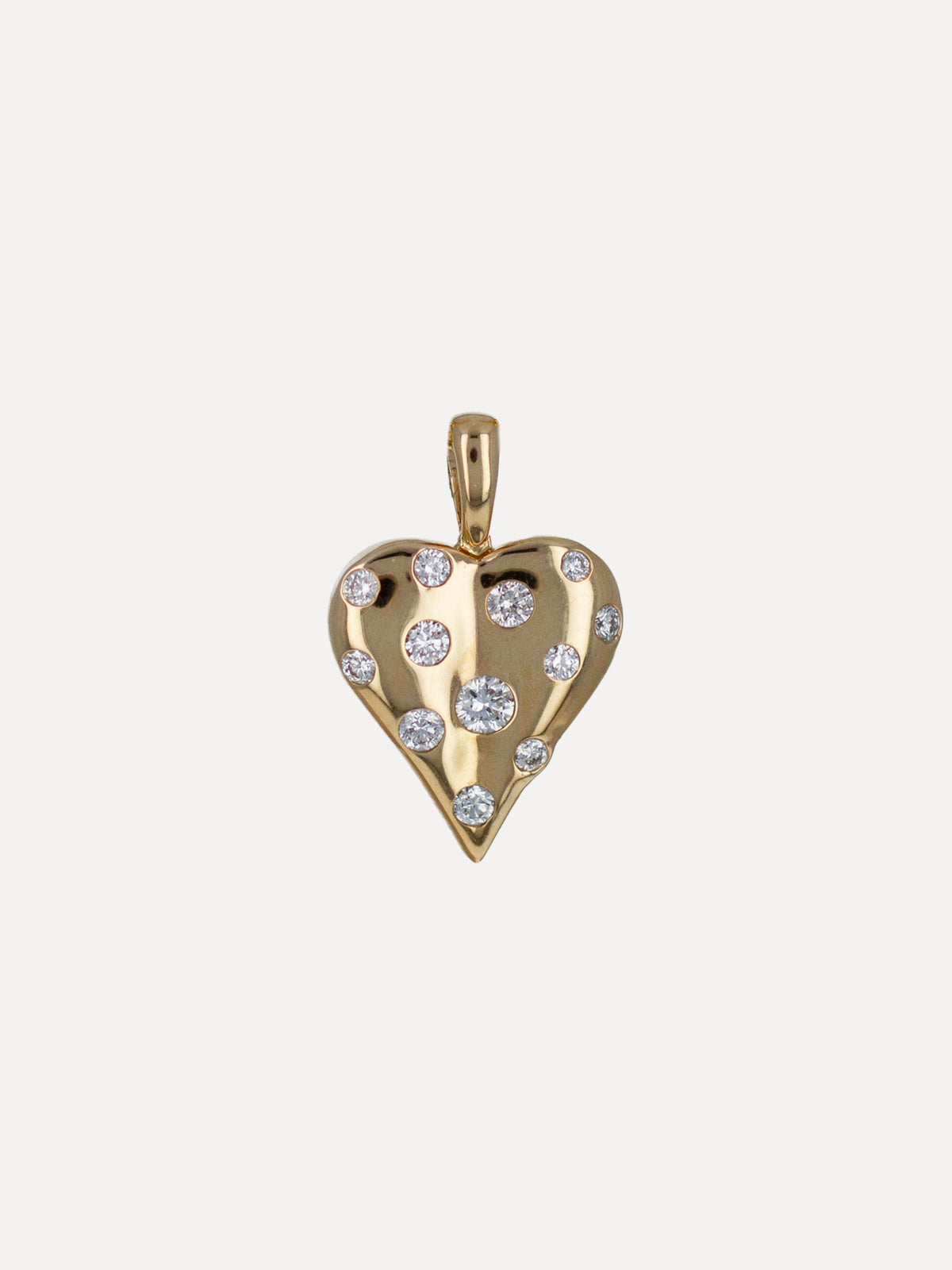 18K Diamond Speckled Heart Charm