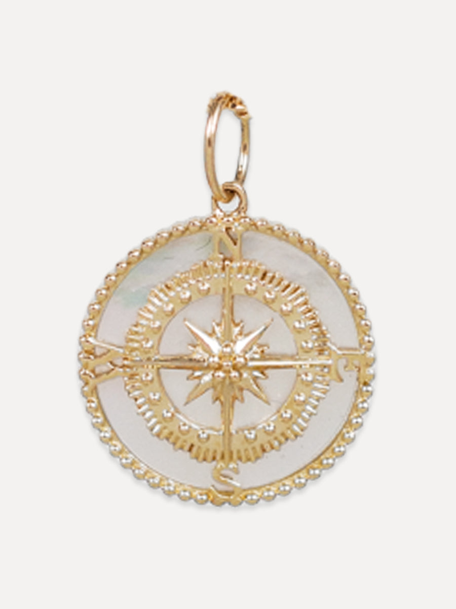 14K Mother Of Pearl Compass Charm