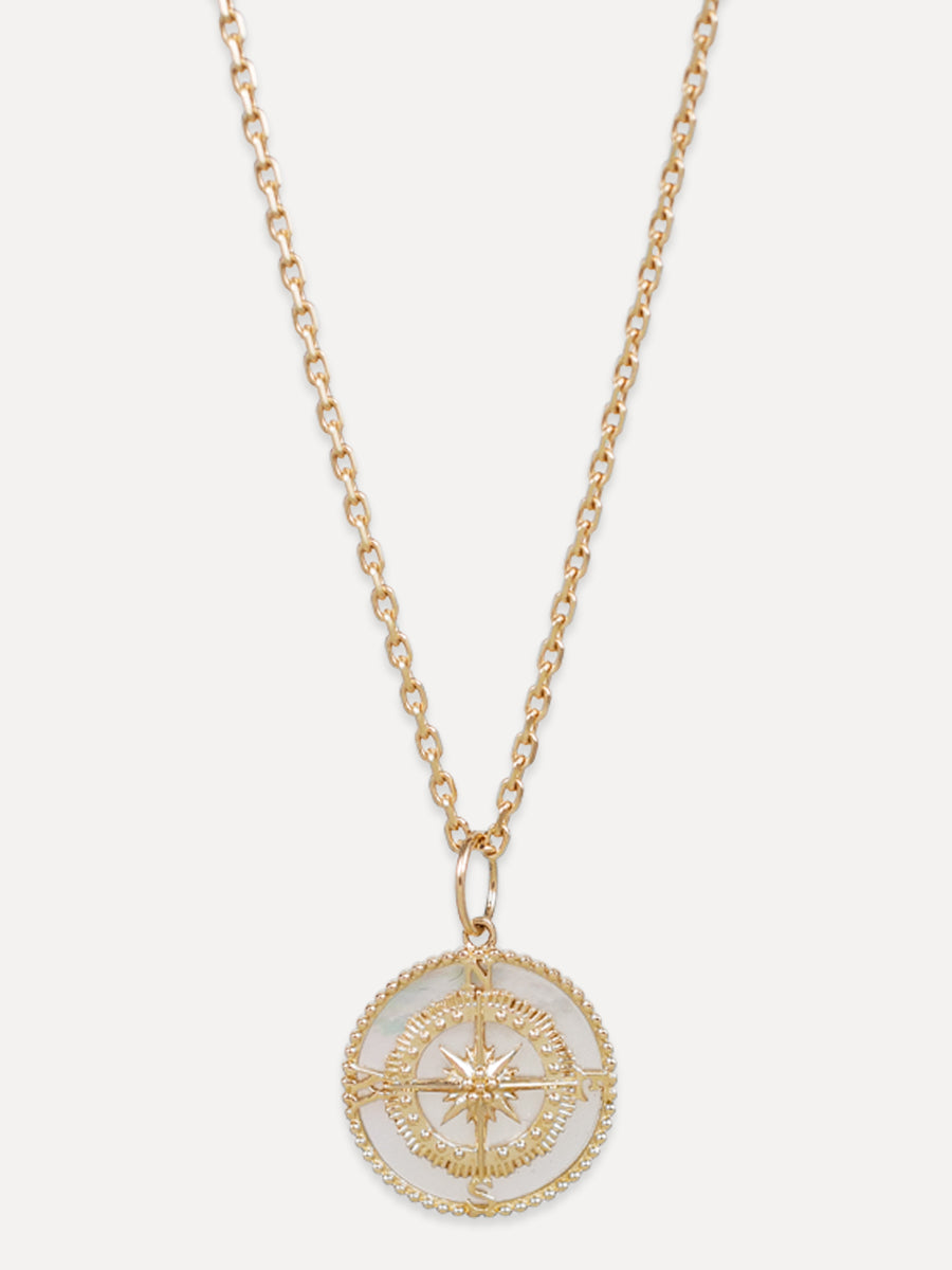 14K Mother Of Pearl Compass Charm