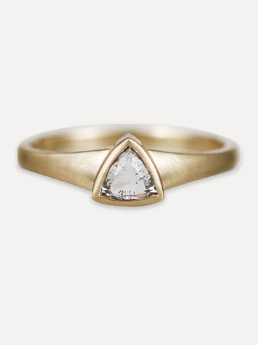 14K Rose Cut Trillium Signet Ring - Diamond