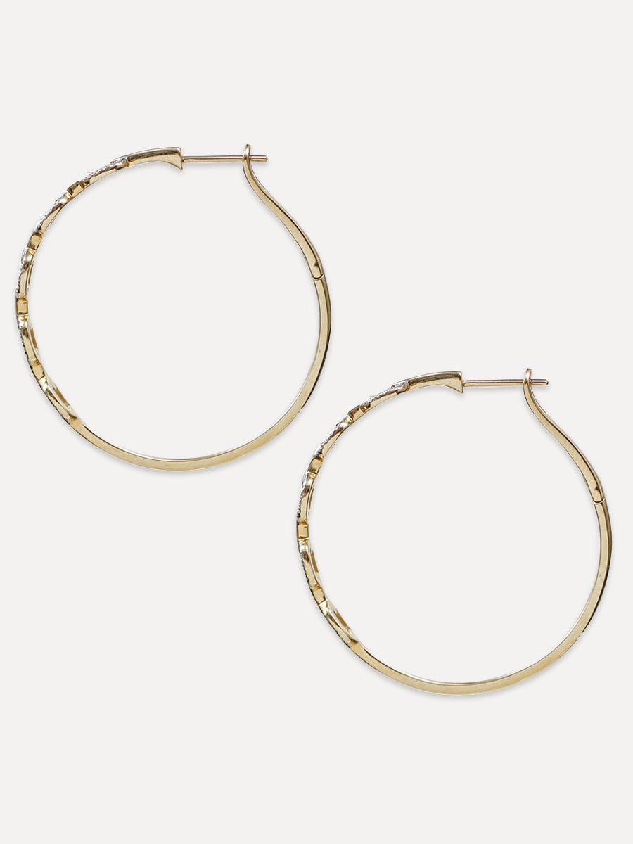 14K Diamond Large Anchor Chain Link Hoops