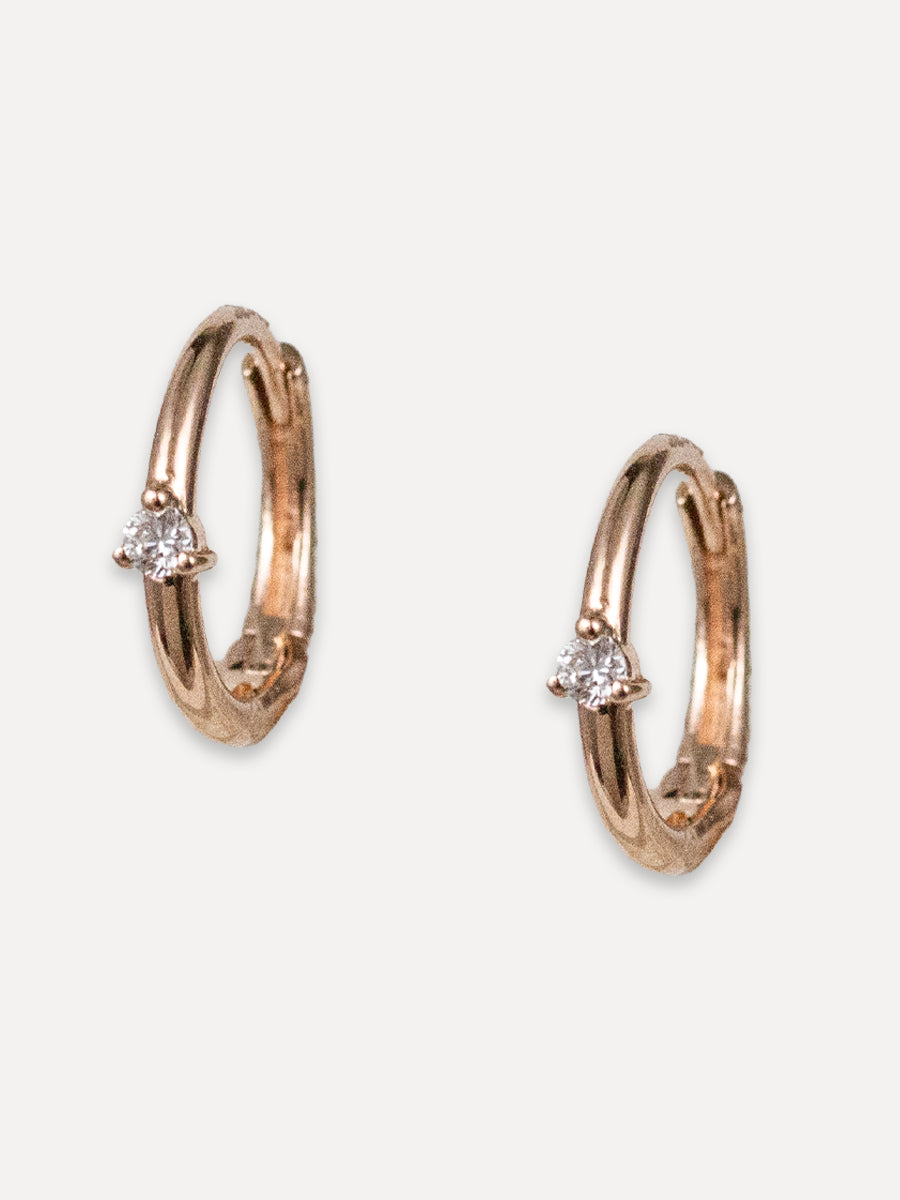 14K Single Diamond Huggies