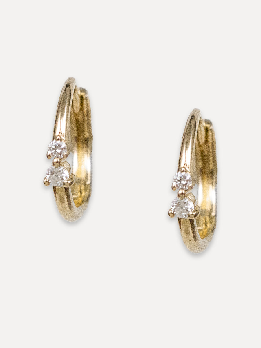 14K Diamond Duo Huggies