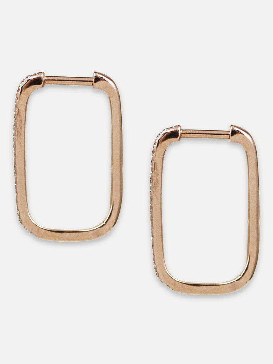 14K Diamond Elongated Hoops