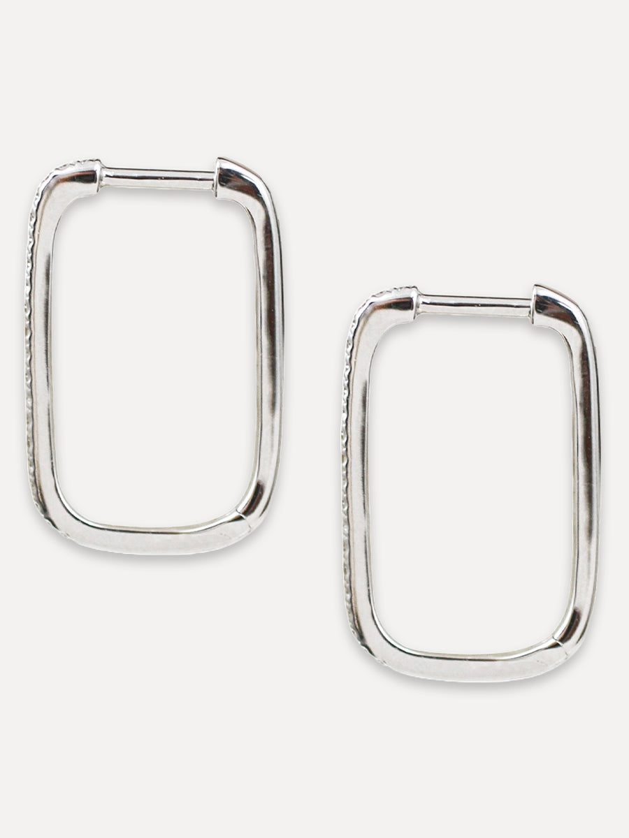 14K Diamond Elongated Huoops