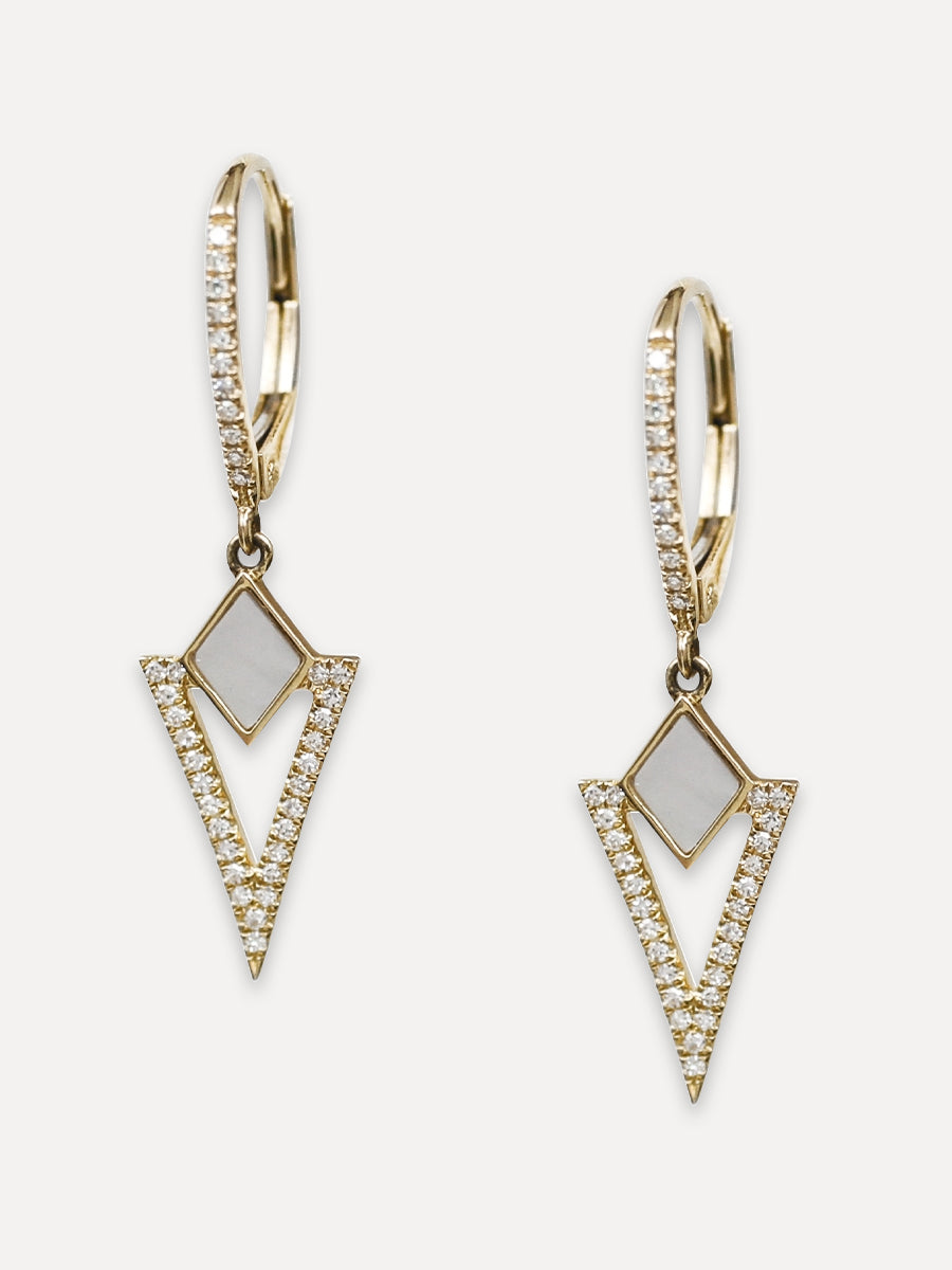 14K Diamond & Mother Of Pearl Luminare Earrings