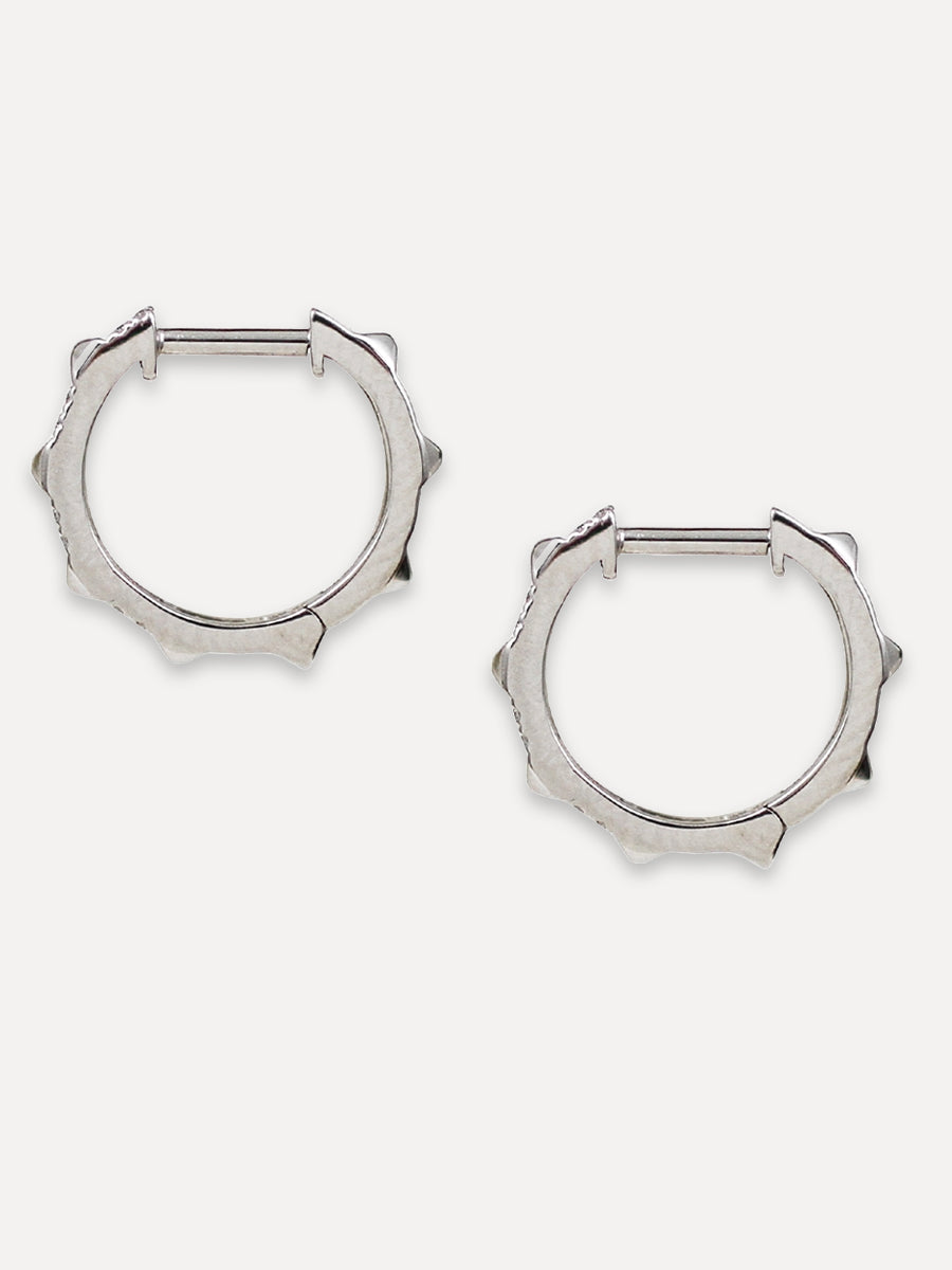 14K Diamond Pyramid Spike Huggies