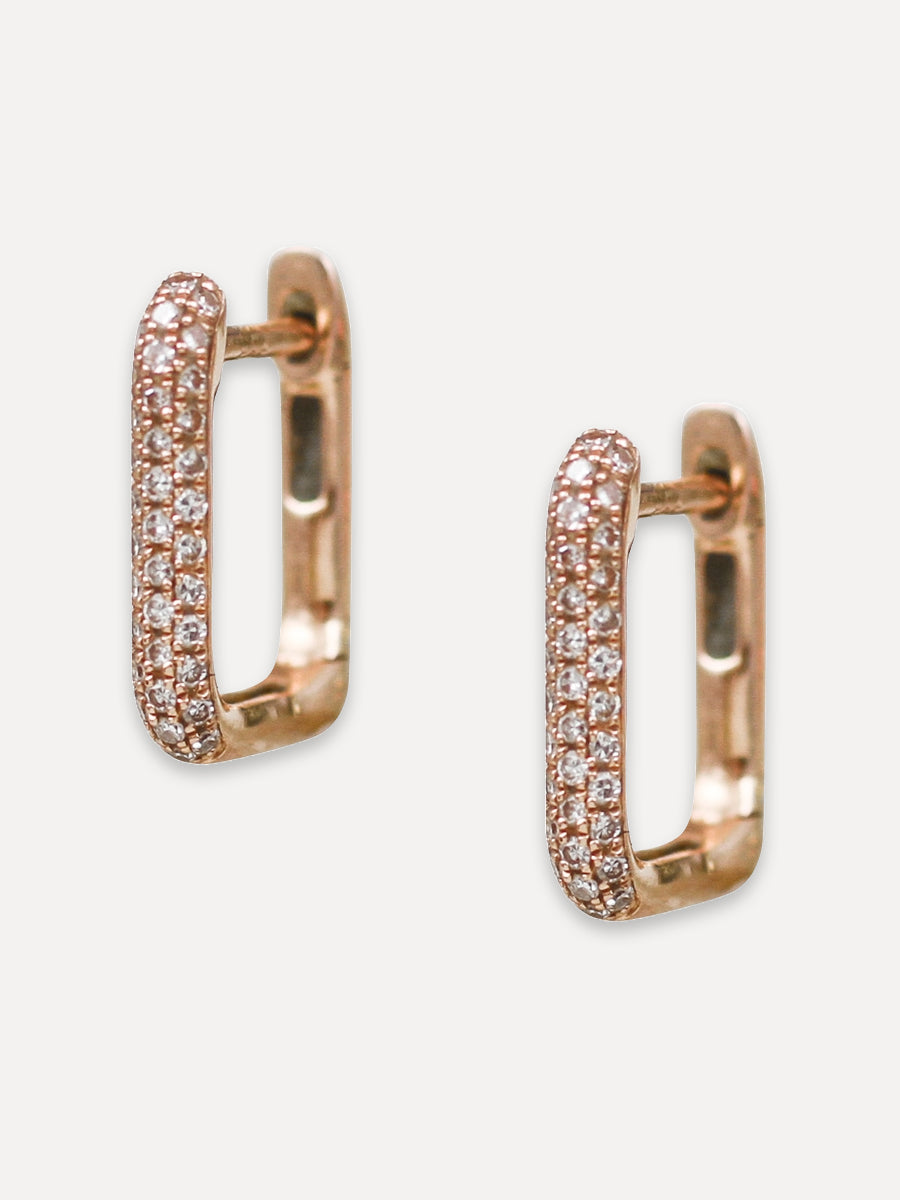 14K Diamond Small Square Huggies
