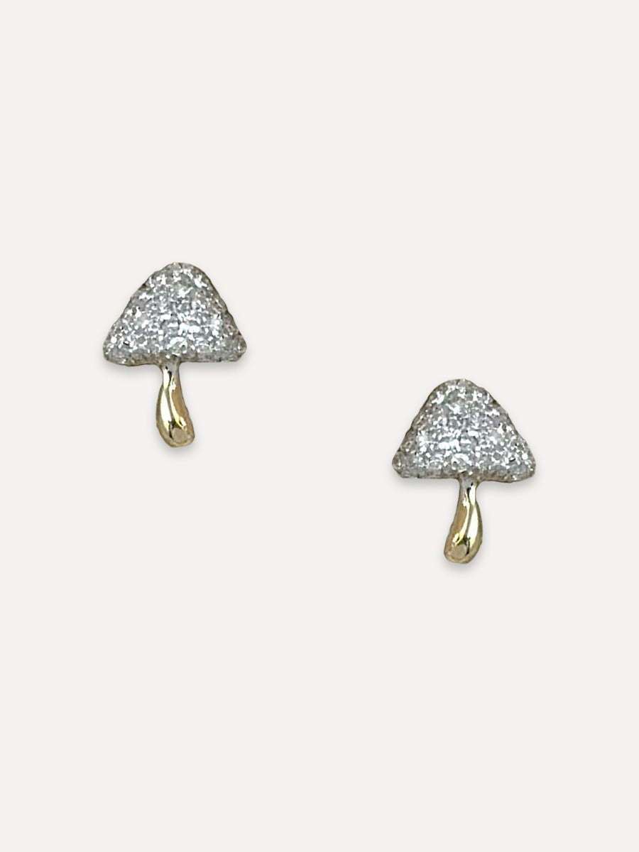 14K Pavé Diamond Mushroom Studs