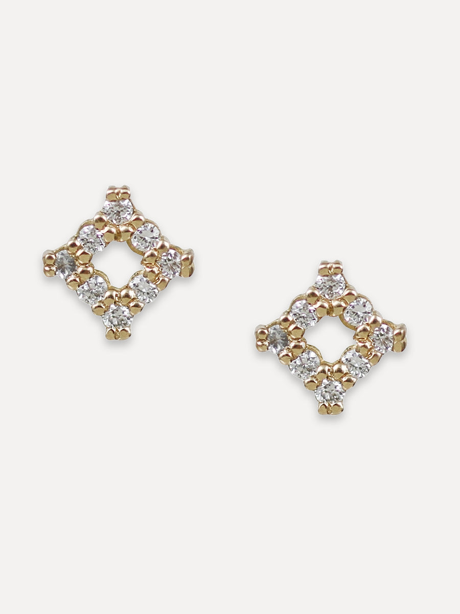 14K Open Star Pavé Diamond Studs