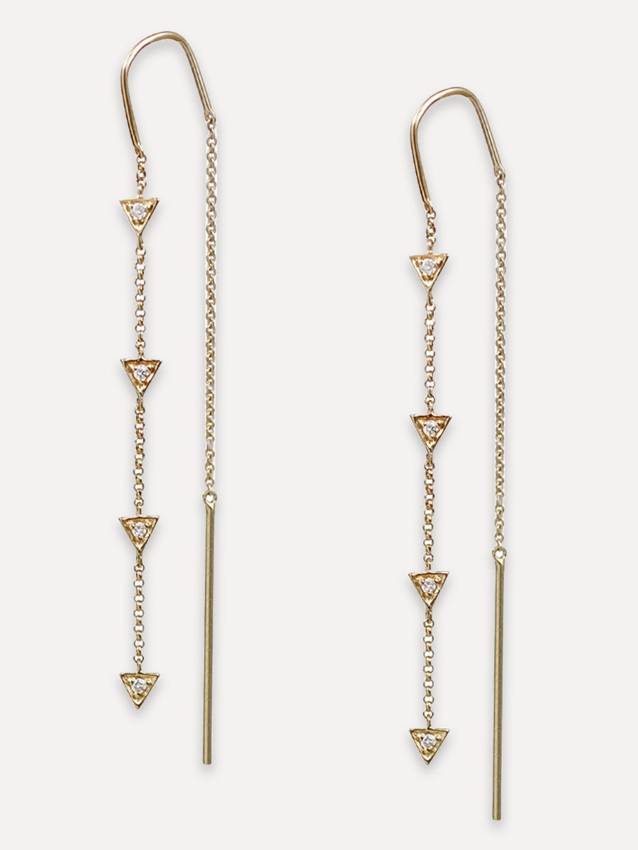 14K Diamond Triangle Threader Earrings