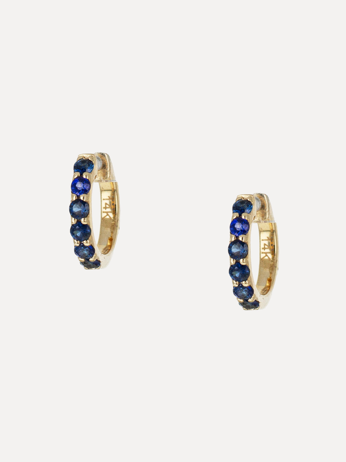 14K Blue Sapphire Classic Huggies
