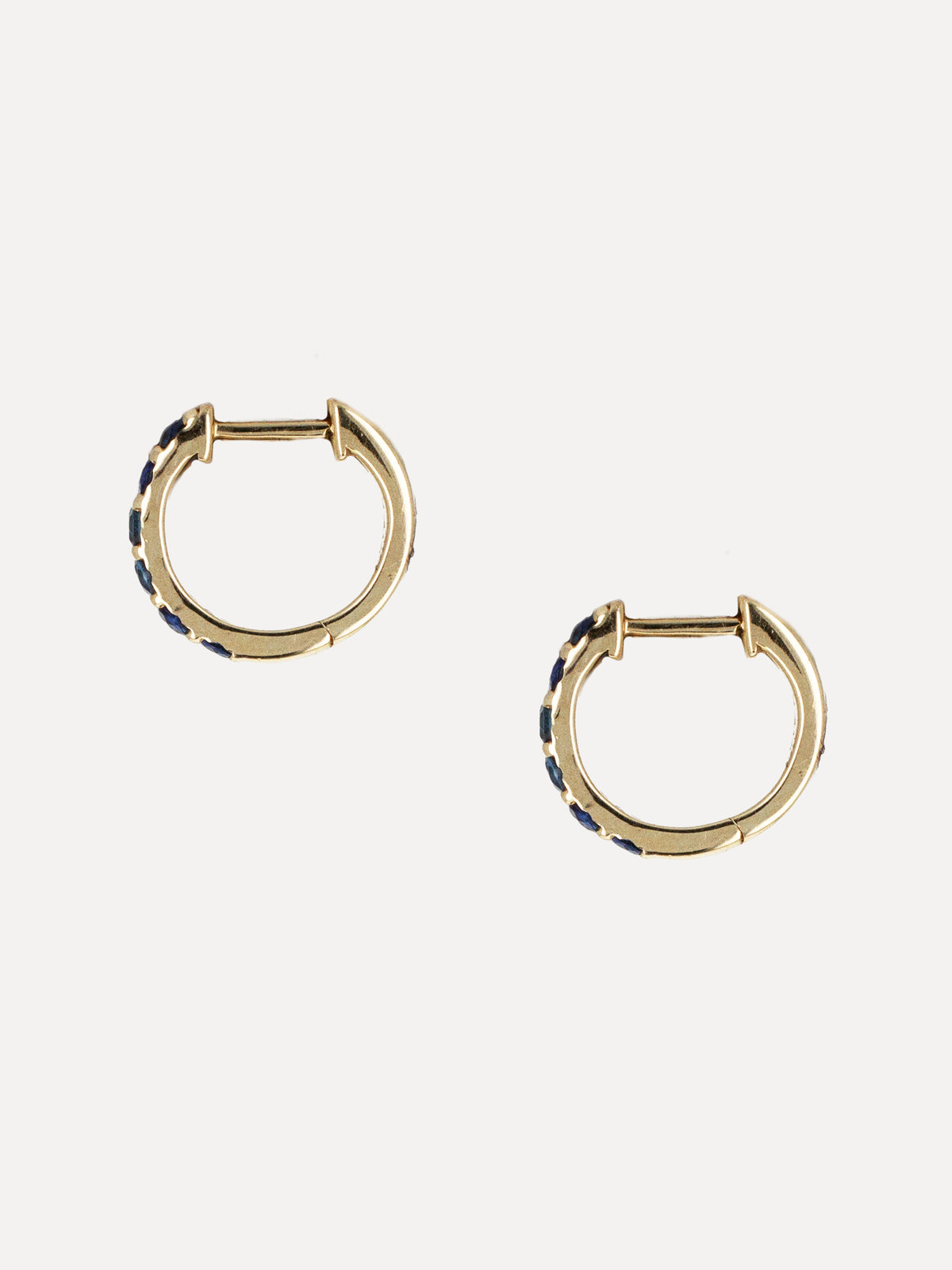 14K Blue Sapphire Classic Huggies