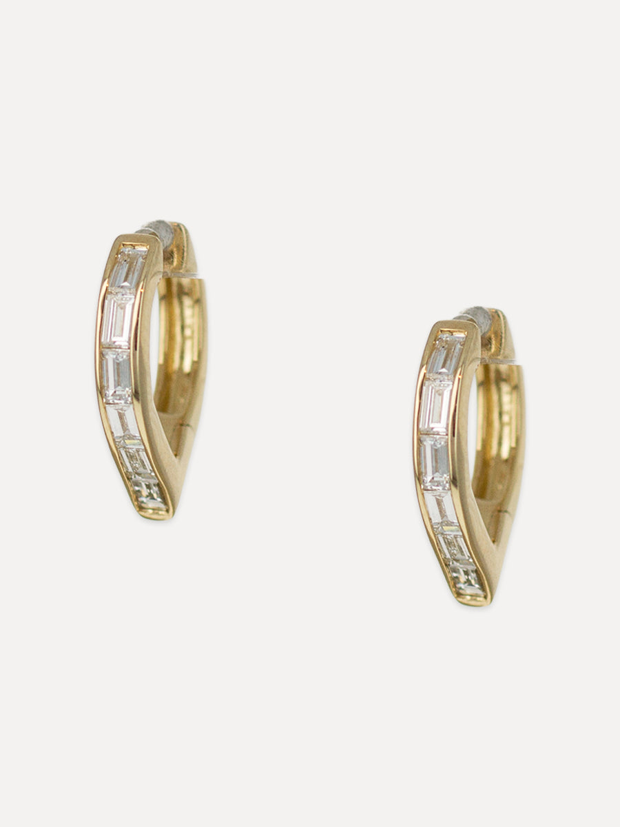 14K Baguette Diamond Heritage Channel-Set Huggies