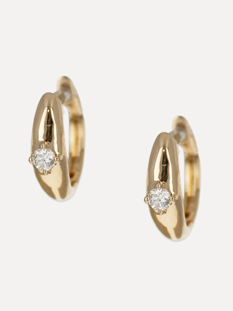 14K Prong-Set Diamond Tapered Dome Huggies