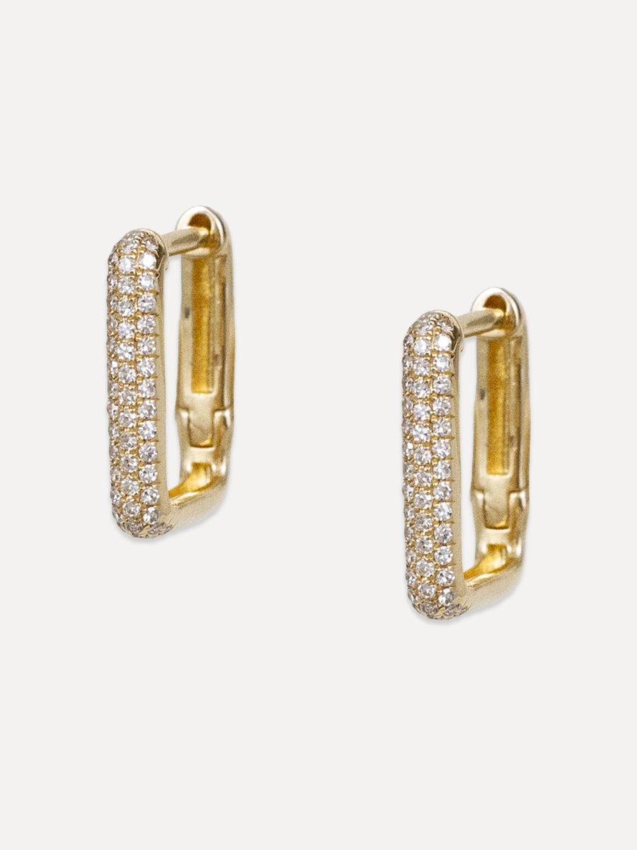 14K Diamond Soft Rectangle Huggies