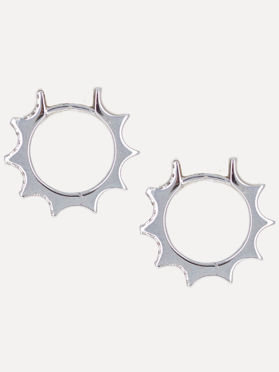 14K Solaz Diamond Sun Hoops