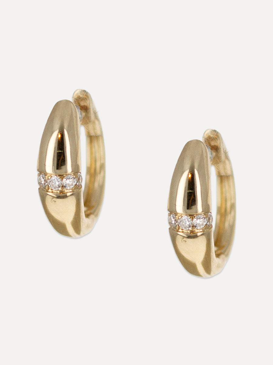 14K Diamond Center Row Tapered Huggies