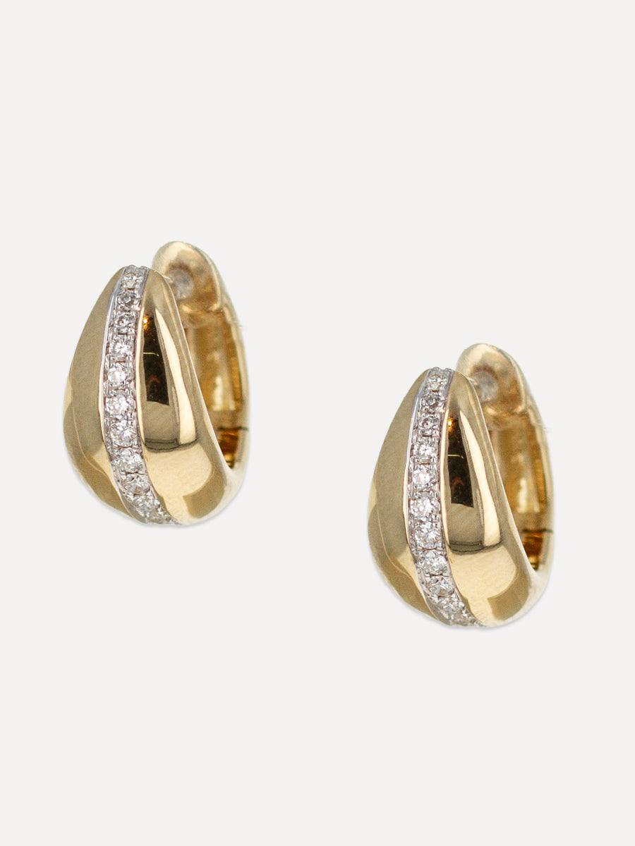 14K Pavé Diamond Tapered Dome Hoops