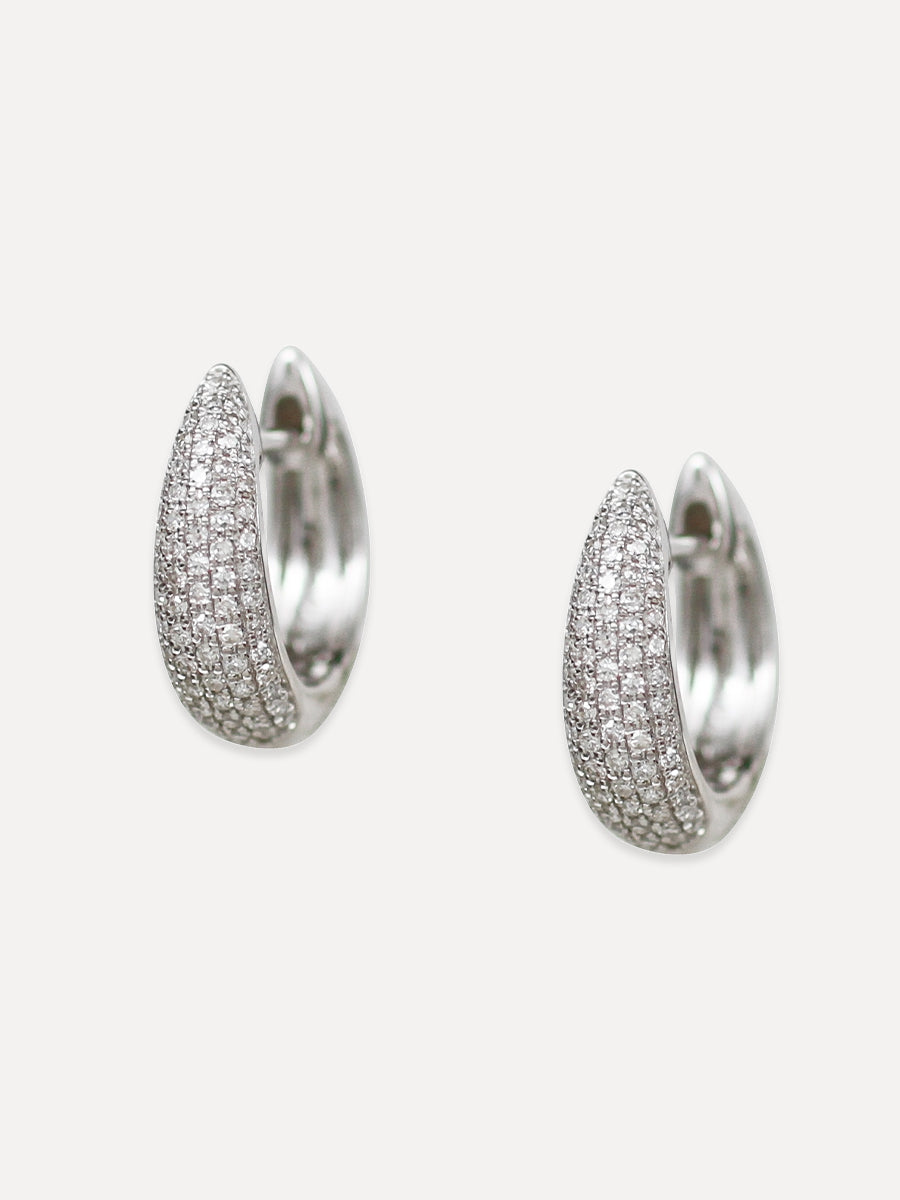 14K Pavé Diamond Tapered Hoops