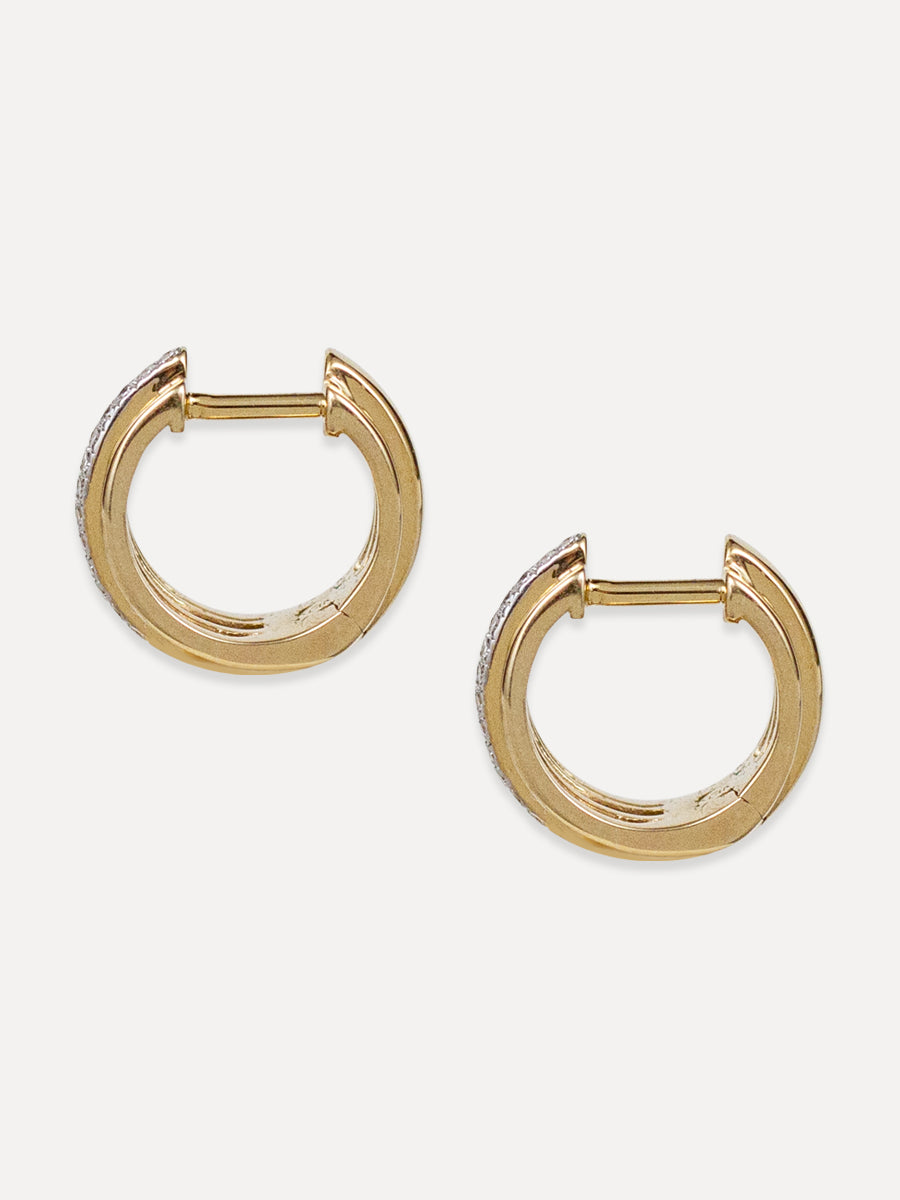 14K Two Tone Diamond Row Huggies