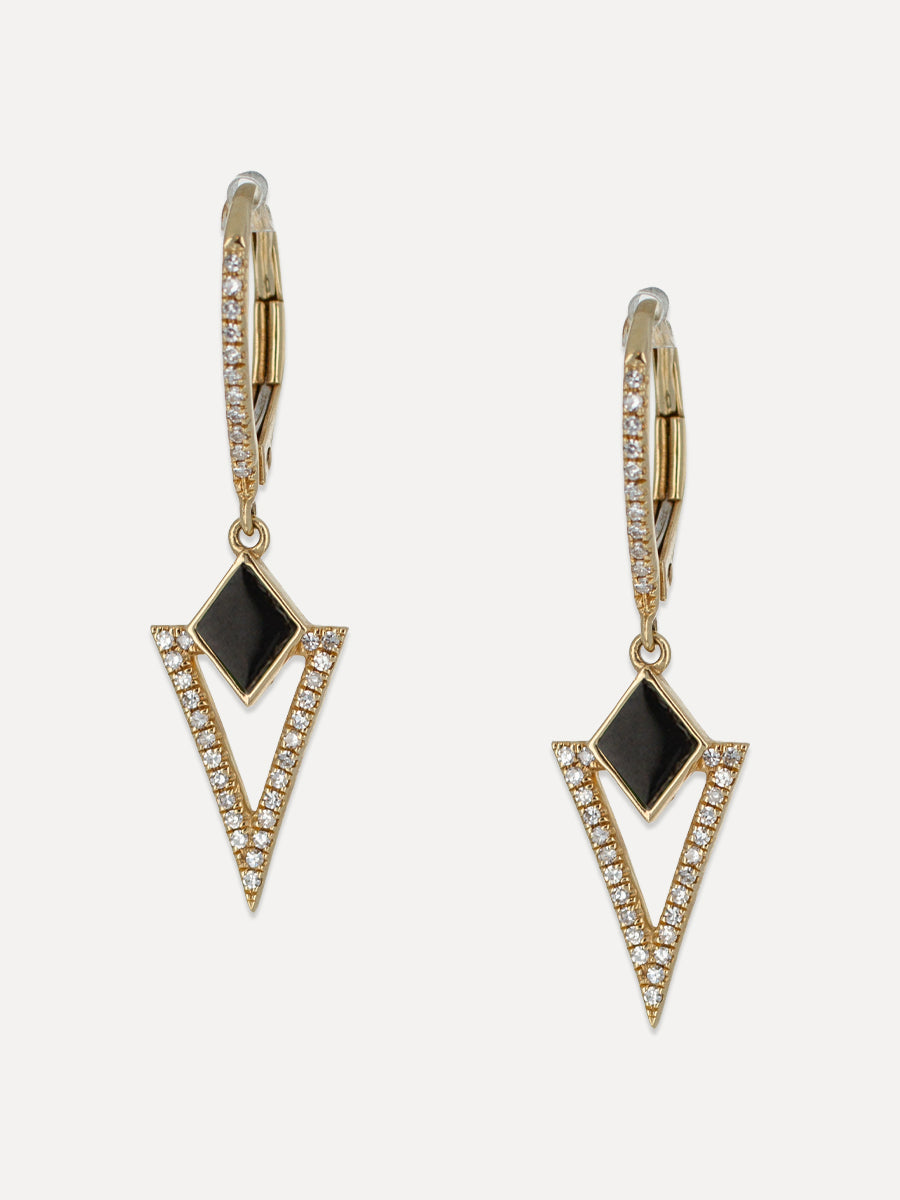 14K Diamond & Black Onyx Luminare Earrings