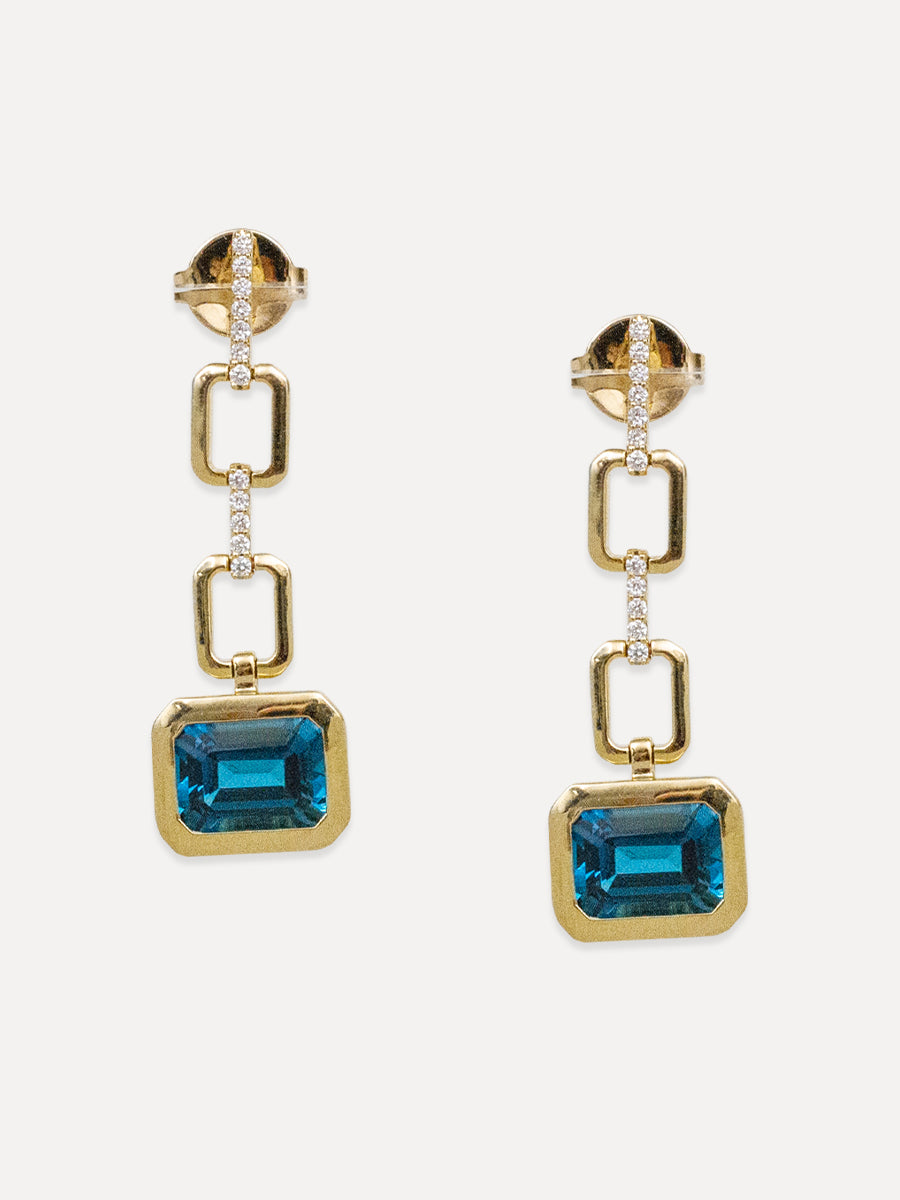 18K London Blue Topaz Drop Studs
