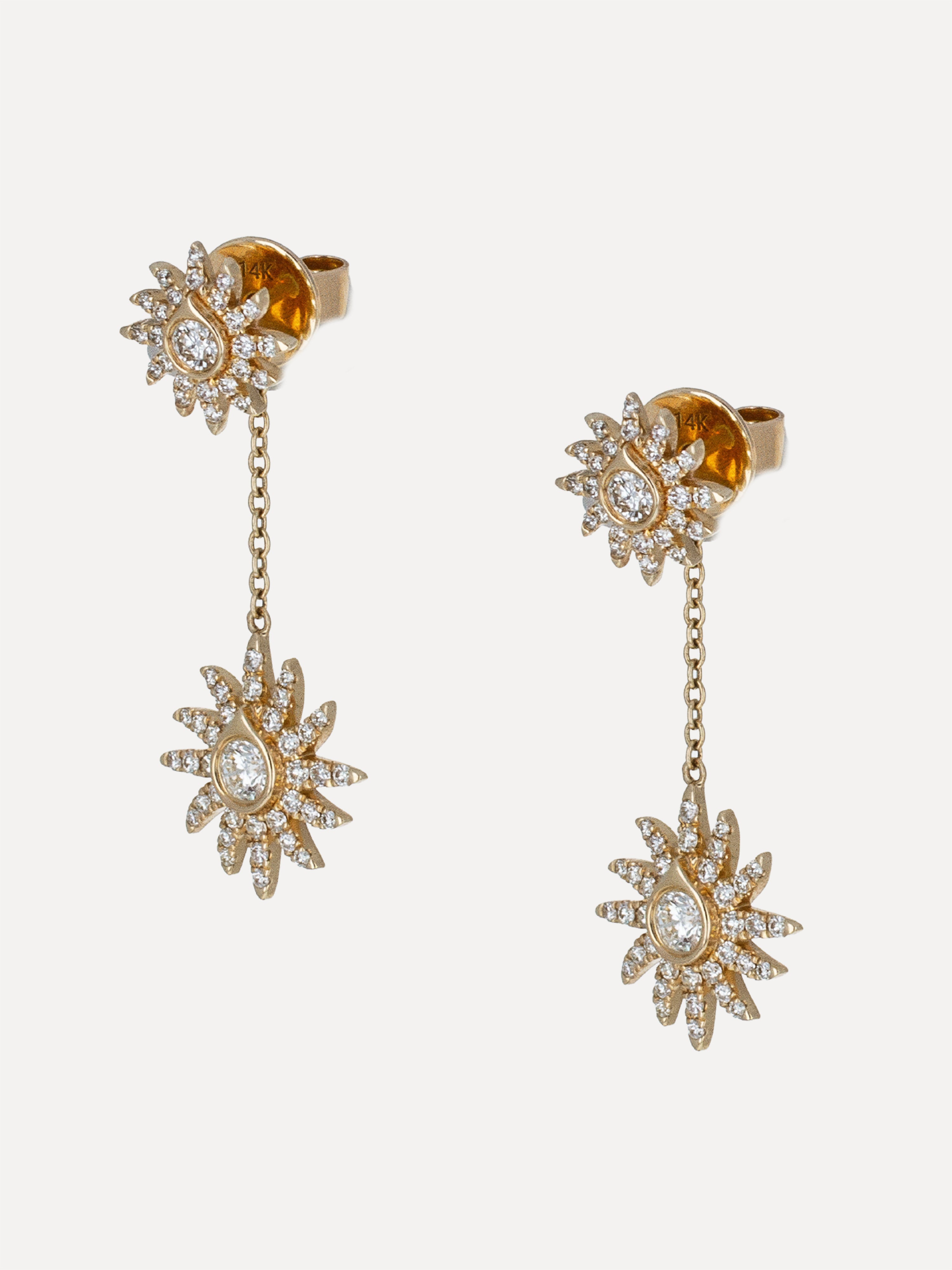 14K Diamond Solaz Double Sun Studs
