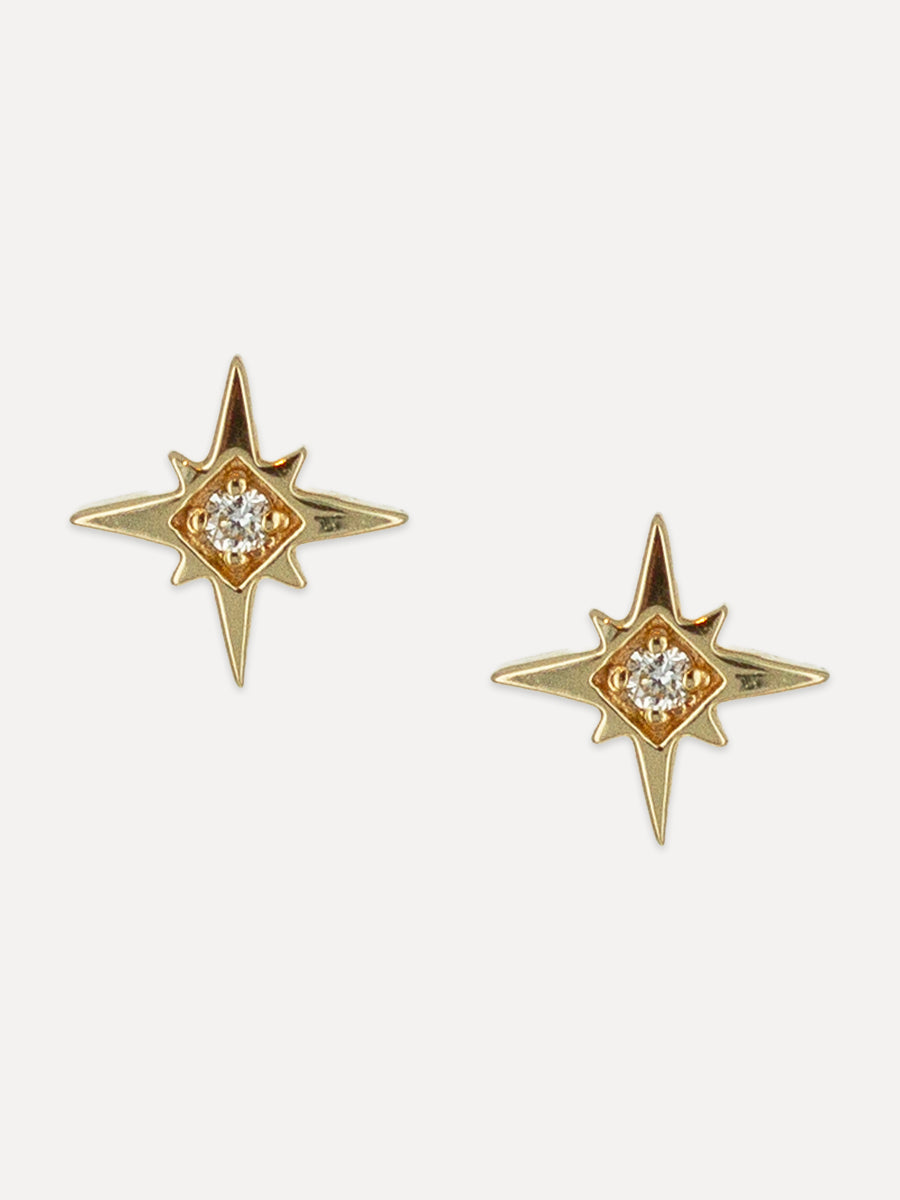 14K Mini Starlight Diamond Studs