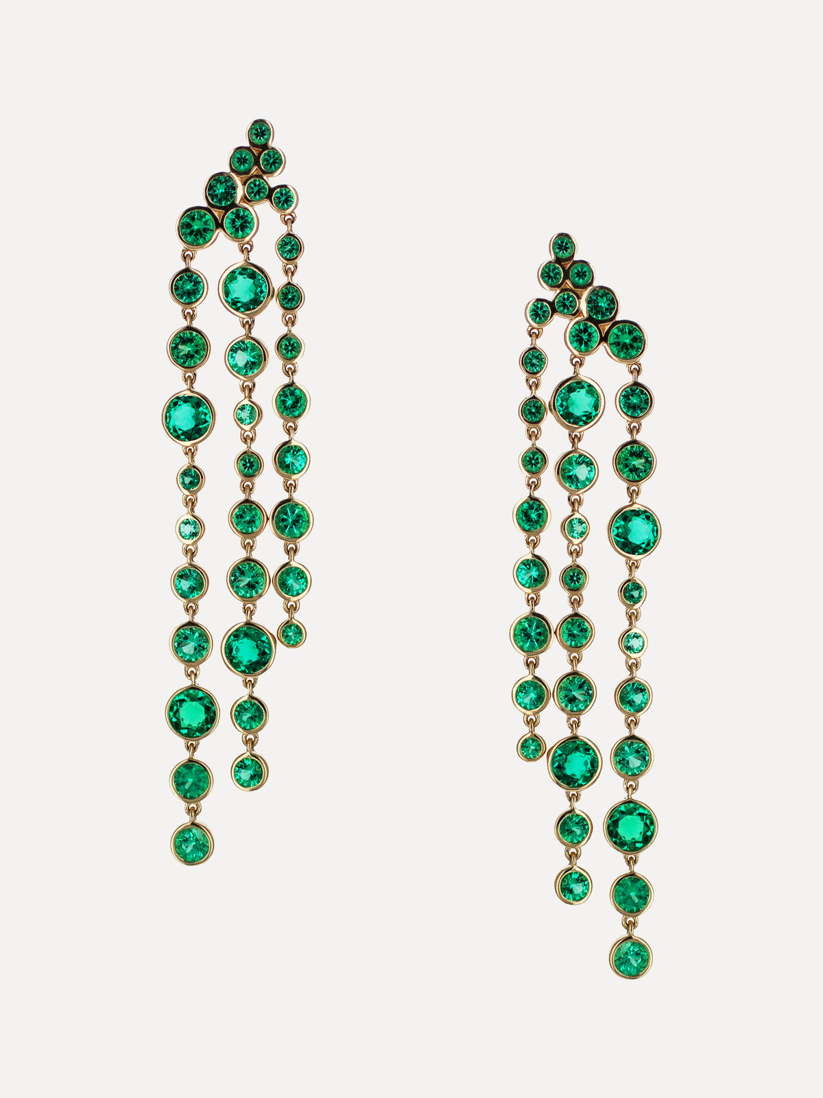 14K Emerald Waterfall Tassel Earrings
