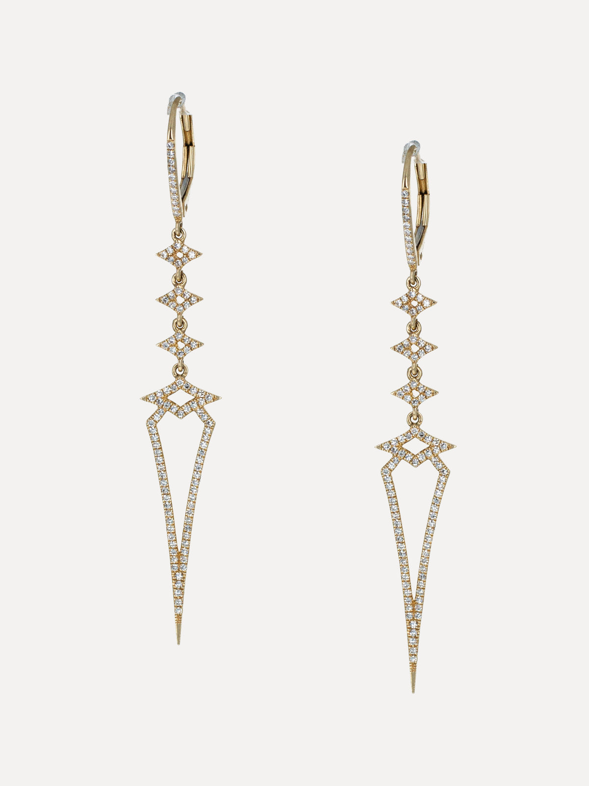 14K Diamond Tapered Spear Earrings