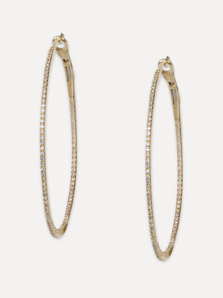 14K Diamond Large Oval Hoops